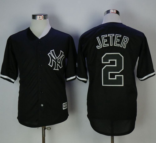 Yankees #2 Derek Jeter Black Fashion Stitched MLB Jersey - Click Image to Close